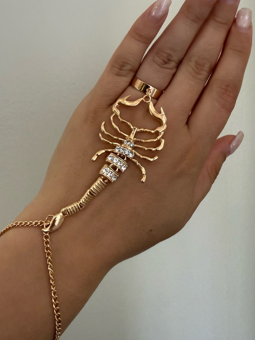 Gold scorpion ring bracelet